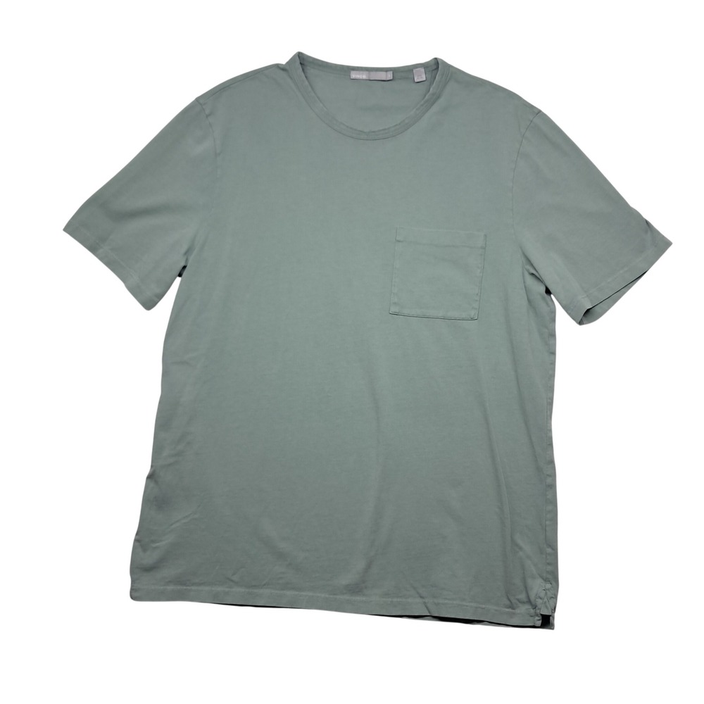 Vince Pocket Tee Mens Large Green Short Sleeve Cotton Basic Minimalist Luxury